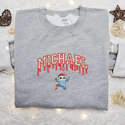 Spooky Michael Myers Stitch Embroidered Shirt – Horror Movie Characters Collection