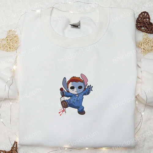 Disney Lilo And Stitch Embroidered Hoodie: Michael Myers Stitch Sweatshirt Best Gift Idea