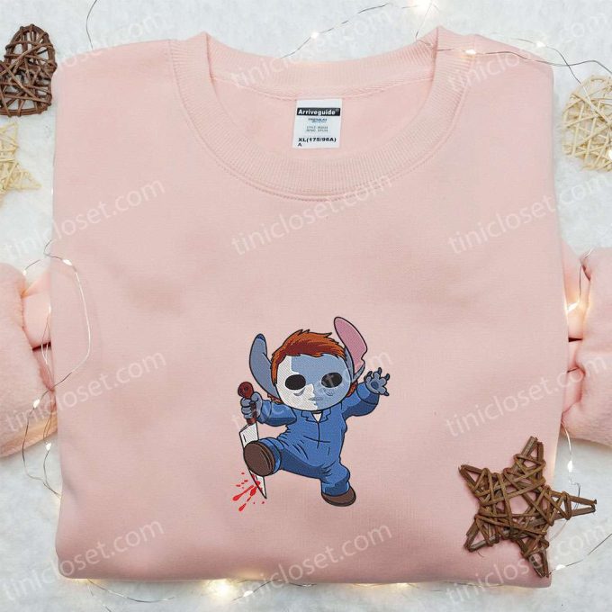 Disney Lilo And Stitch Embroidered Hoodie: Michael Myers Stitch Sweatshirt Best Gift Idea