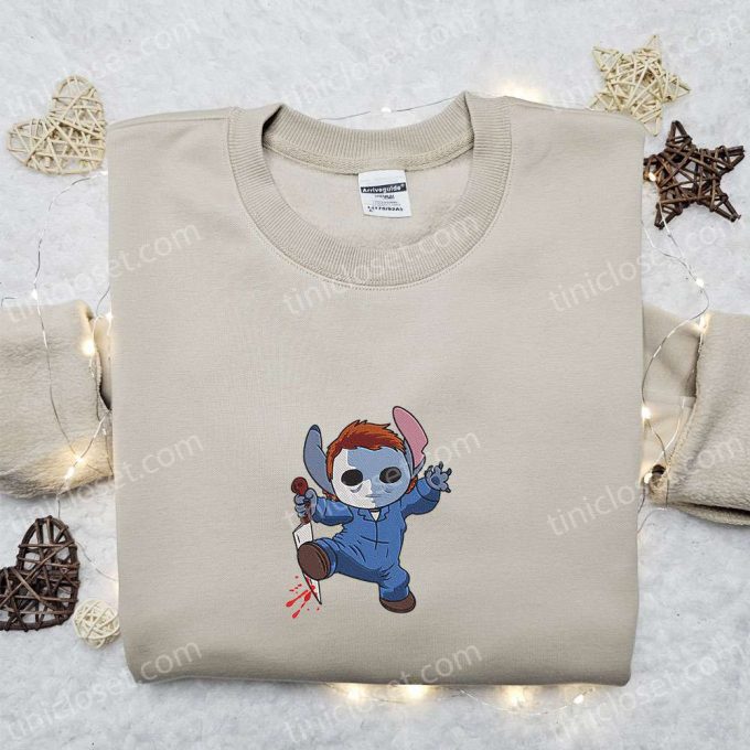 Disney Lilo And Stitch Embroidered Hoodie: Michael Myers Stitch Sweatshirt Best Gift Idea