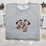 Mickey & Minnie Xmas Embroidered Shirt Disney Characters Hoodie Christmas Sweatshirt