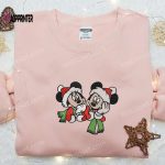 Mickey & Minnie Xmas Embroidered Shirt Disney Characters Hoodie Christmas Sweatshirt