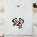 Mickey & Minnie Xmas Embroidered Shirt Disney Characters Hoodie Christmas Sweatshirt