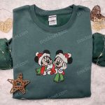 Mickey & Minnie Xmas Embroidered Shirt Disney Characters Hoodie Christmas Sweatshirt