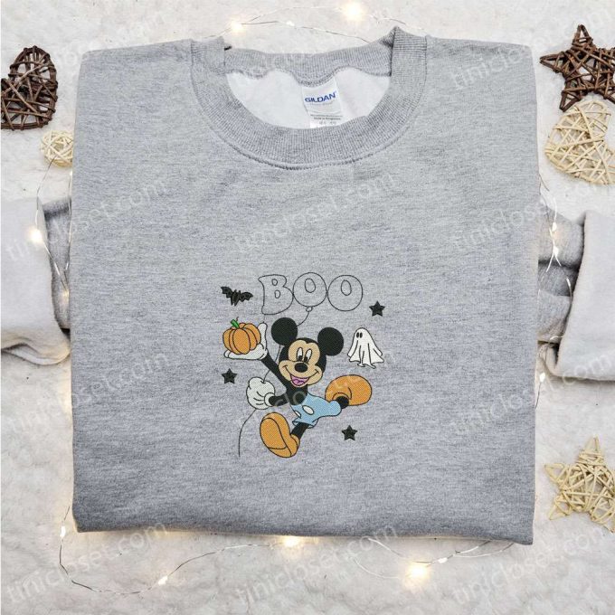 Disney Halloween Embroidered Sweatshirt – Spooky Mickey Boo Design Best Gift Idea