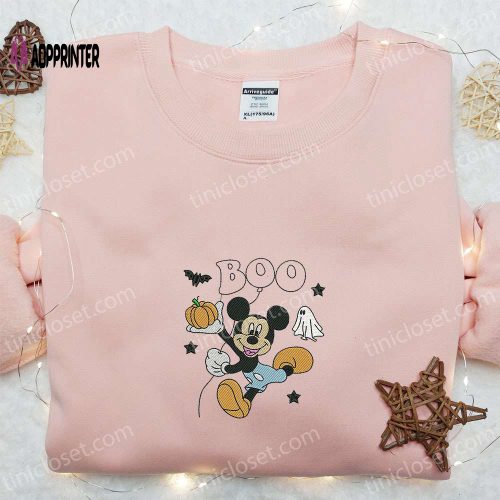 Disney Halloween Embroidered Sweatshirt – Spooky Mickey Boo Design Best Gift Idea