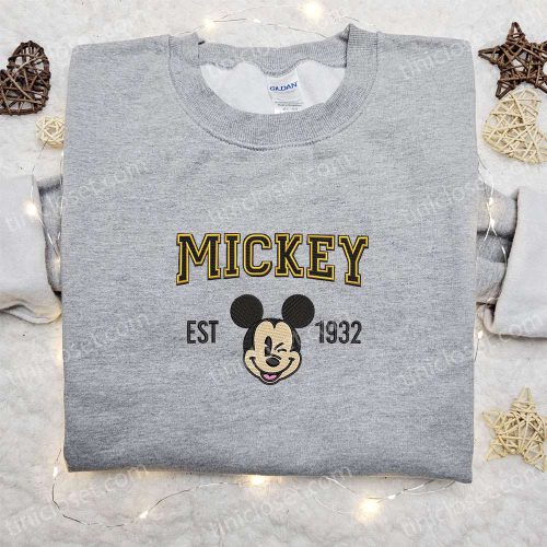 Vintage Mickey Est 1932 Embroidered Shirt & Disney Characters Hoodie: Ultimate Gift Ideas