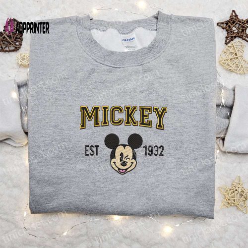 Vintage Mickey Est 1932 Embroidered Shirt & Disney Characters Hoodie: Ultimate Gift Ideas