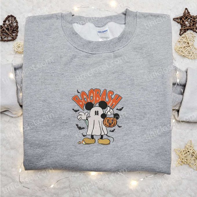 Spooky Mickey Ghost Pumpkin Sweatshirt – Disney Characters Embroidered Shirt for Best Halloween Gift Ideas