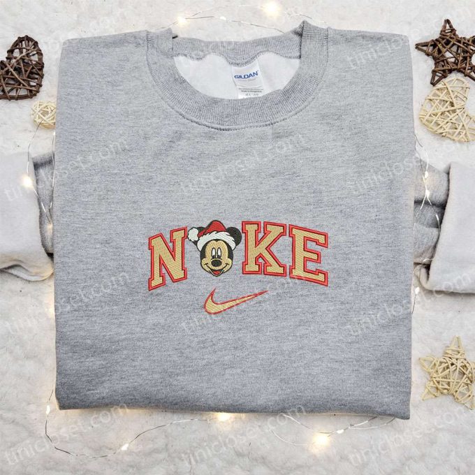 Mickey Head Santa Hat x Nike Embroidered Shirt & Disney Characters Hoodie: Festive Christmas Apparel