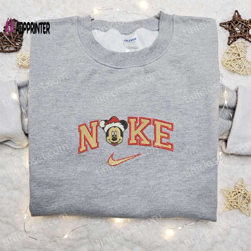 Mickey Head Santa Hat x Nike Embroidered Shirt & Disney Characters Hoodie: Festive Christmas Apparel