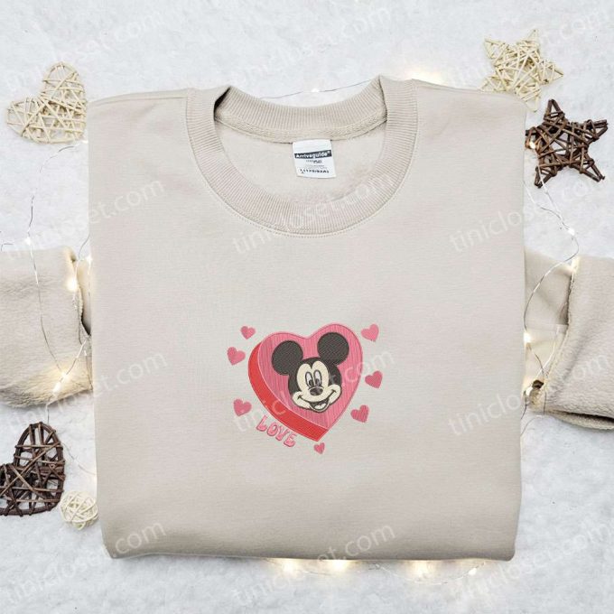 Disney Mickey Hearts Love Shirt & Characters Hoodie: Best Family Gift with Embroidery