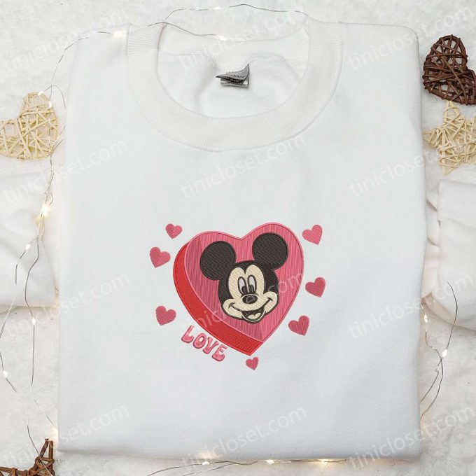 Disney Mickey Hearts Love Shirt & Characters Hoodie: Best Family Gift with Embroidery