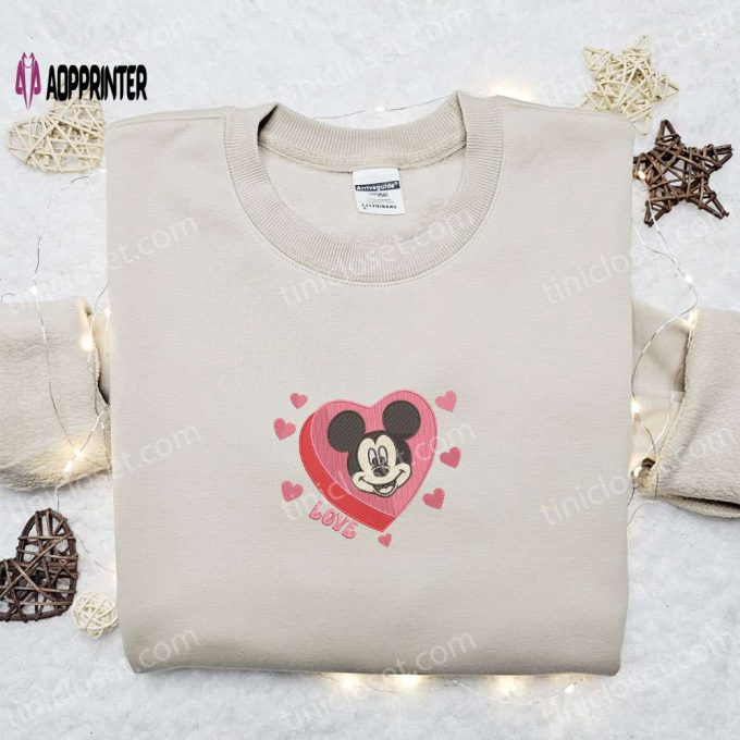 Disney Mickey Hearts Love Shirt & Characters Hoodie: Best Family Gift with Embroidery