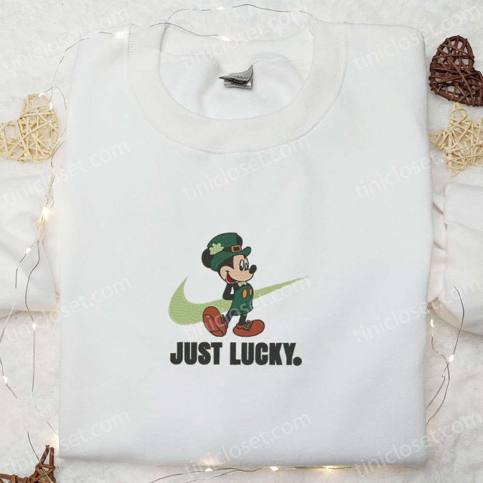 Mickey x Nike Swoosh Embroidered Shirt & Disney Characters Hoodie – Perfect Saint Patrick’s Day Gift!