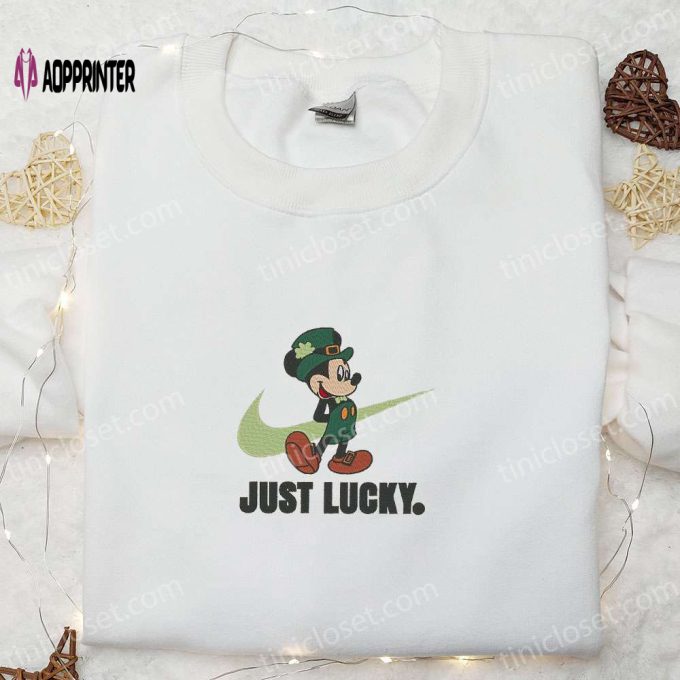 Lucky Mickey x Nike Embroidered Shirt & Disney Characters Hoodie – Perfect Saint Patrick s Day Gift