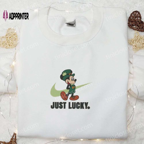 Mickey x Nike Swoosh Embroidered Shirt & Disney Characters Hoodie – Perfect Saint Patrick’s Day Gift!