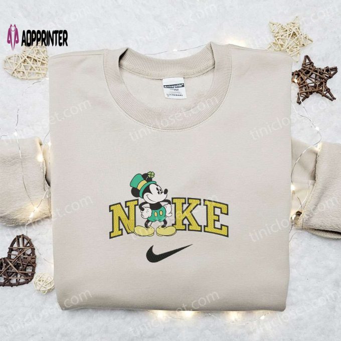 Mickey Mouse Saint Patricks x Nike Embroidered Sweatshirt Disney Characters Movie Merry Shirt Best St Patrick’s Day Gift Ideas