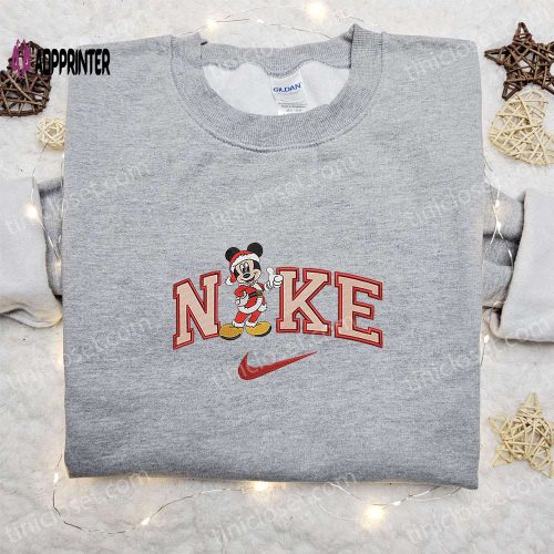 Disney Mickey Mouse Santa x Nike Embroidered Shirt Hoodie & Sweatshirt – Christmas Characters Embroidery