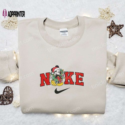 Lilo Xmas Hat x Nike Christmas Embroidered Sweatshirt: Disney Characters Movie Merry Christmas Shirt Best Gift Ideas