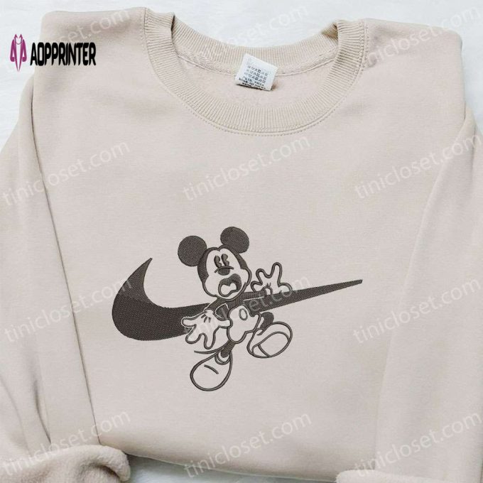 Mickey Mouse x Swoosh Embroidered Shirt: Halloween & Disney Characters – Best Family Gift!