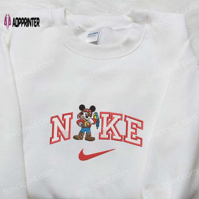 Mickey Pirate x Nike Embroidered Shirt: Disney Characters Hoodie – Cartoon Embroidery Shop Now