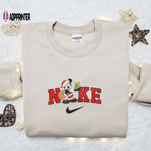 Lilo Xmas Hat x Nike Christmas Embroidered Sweatshirt: Disney Characters Movie Merry Christmas Shirt Best Gift Ideas