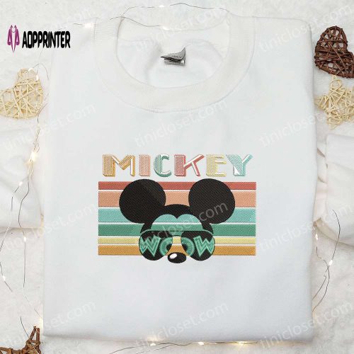 Disney Characters Embroidered Hoodie & Mickey Sunglasses Wow Shirt – Best Gift Idea