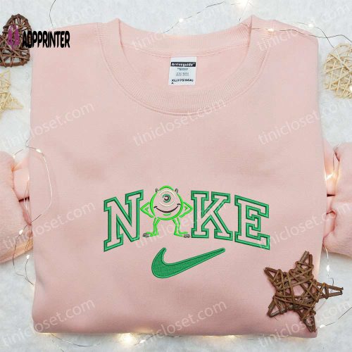 Mike Wazowski x Nike Cartoon Embroidered Tshirt – Best Nike Inspired Shirt for Birthday Gift