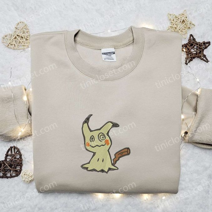 Mimikyu Pokemon Embroidered Shirt Sweatshirt & Hoodie: Anime Inspired Apparel