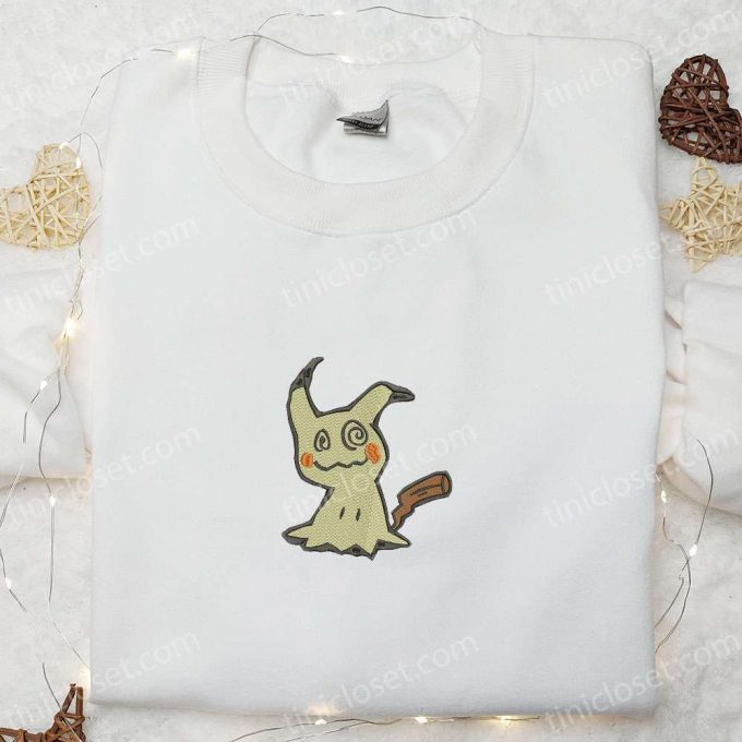 Mimikyu Pokemon Embroidered Shirt Sweatshirt & Hoodie: Anime Inspired Apparel