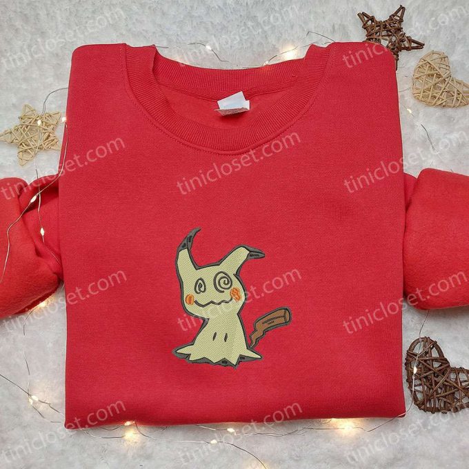 Mimikyu Pokemon Embroidered Shirt Sweatshirt & Hoodie: Anime Inspired Apparel