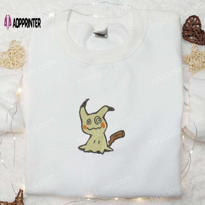 Mimikyu Pokemon Embroidered Shirt Sweatshirt & Hoodie: Anime Inspired Apparel