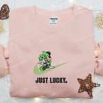 Minnie Just Lucky x Nike Swoosh Embroidered Shirt & Disney Characters Hoodie – Perfect Saint Patrick’s Day Gift!