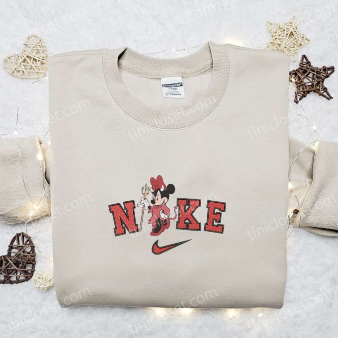 Minnie Mouse Devil x Nike Embroidered Sweatshirt: Halloween Shirt & Best Gift Idea