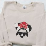 Minnie Mouse Santa Hat Shirt Disney Characters Hoodie – Festive Christmas Embroidered Apparel