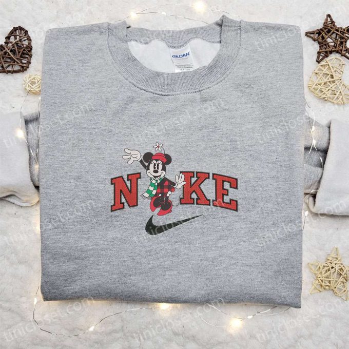 Minnie Mouse Retro x Nike Christmas Embroidered Sweatshirt – Disney Characters Movie Merry Christmas Shirt Best Gift Ideas!