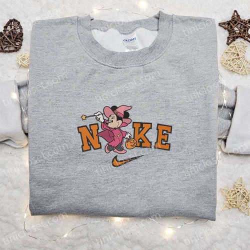 Minnie Mouse Trick or Treat Halloween x Nike Embroidered Sweatshirt – Best Disney Characters Shirt for Halloween