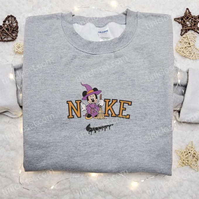 Minnie Mouse Witch Halloween x Nike Sweatshirt – Disney Characters Embroidered Shirt Best Halloween Gift Ideas