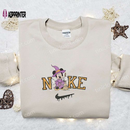 Minnie Mouse Witch Halloween x Nike Sweatshirt – Disney Characters Embroidered Shirt Best Halloween Gift Ideas