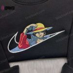 Monkey D Luffy Embroidered Shirt One Piece Hoodie Custom Nike Swoosh Sweatshirt: Unique Anime-Inspired Apparel