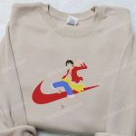 Monkey D Luffy x Nike Anime Embroidered Hoodie & Shirt: One Piece Inspired Nike Swoosh Attire