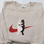 Monokuma x Nike Swoosh Anime Hoodie Danganronpa & Nike Inspired Embroidered Shirts