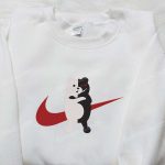 Monokuma x Nike Swoosh Anime Hoodie Danganronpa & Nike Inspired Embroidered Shirts