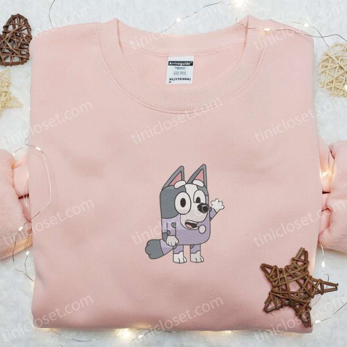 Bluey Cartoon Embroidered Hoodie & Muffin Shirt: Best Gift Idea for Kids Shop Now!