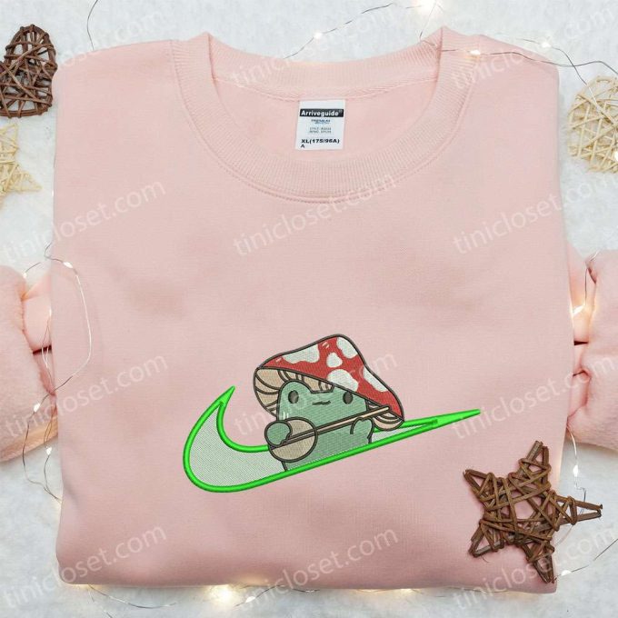 Mushroom x Swoosh Embroidered Shirt: Nike-Inspired Best Gift for Family