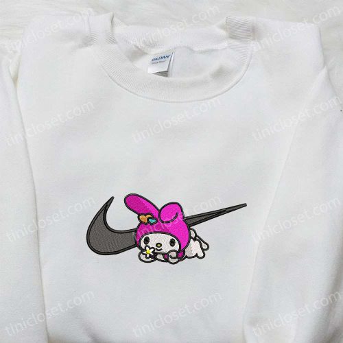 My Melody x Nike Swoosh Embroidered Shirt Hello Kitty Cartoon Hoodie Nike Inspired Sweatshirt