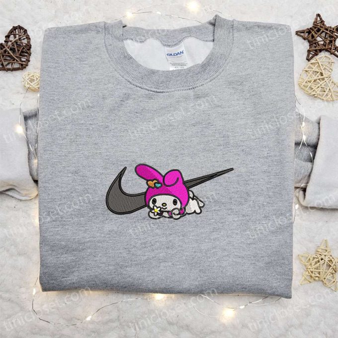 My Melody x Nike Swoosh Embroidered Shirt Hello Kitty Cartoon Hoodie Nike Inspired Sweatshirt