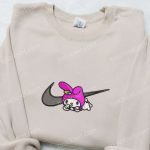 My Melody x Nike Swoosh Embroidered Shirt Hello Kitty Cartoon Hoodie Nike Inspired Sweatshirt