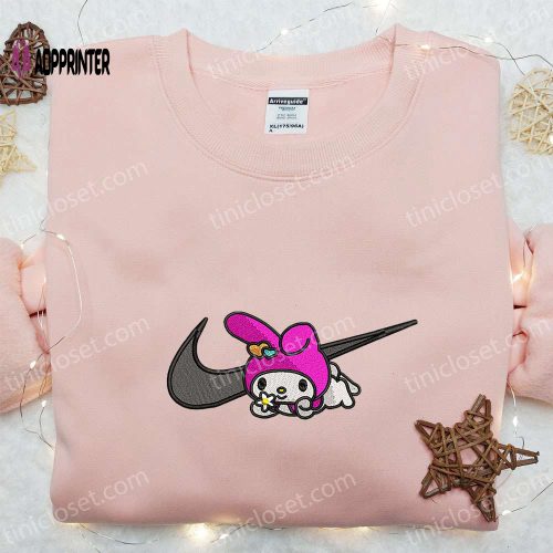 My Melody x Nike Swoosh Embroidered Shirt Hello Kitty Cartoon Hoodie Nike Inspired Sweatshirt